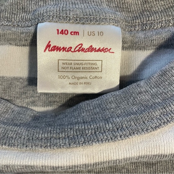 Hanna Andersson Striped Long John Pajama Top, Heather Grey and White, US 10 - Picture 4 of 4